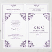 Élégant programme de mariage - Livret à rabats - P (Devant / Derrière)