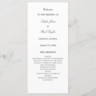 Élégant programme de mariage minimaliste