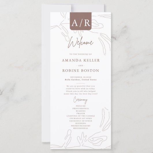 Élégant programme de mariage minimaliste Abstrait (Devant)