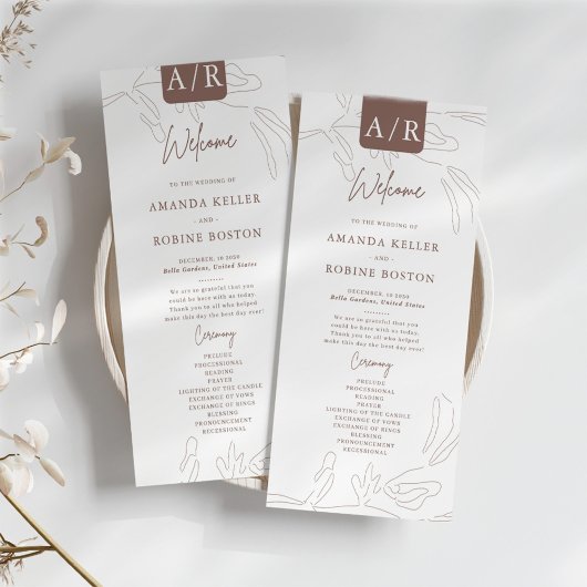 Élégant programme de mariage minimaliste Abstrait