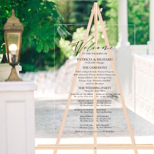 Élégant Programme de Mariage Minimaliste Calligrap