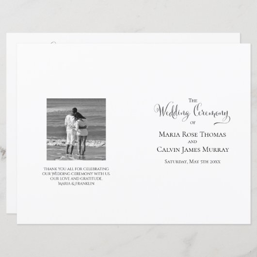 Élégant programme de mariage Modèle noir et blanc (Devant / Derrière)