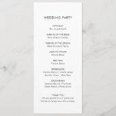 Élégant programme de mariage moderne (Dos)