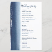 Élégant programme de mariage moderne bleu marine (Dos)