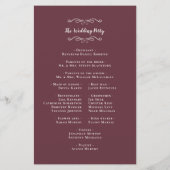Élégant Programme de Mariage Moderne Bourgogne de (Dos)