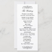 Élégant programme de mariage noir et blanc (Dos)