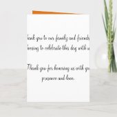 Élégant programme de mariage Nuit Dazzle Orange (Dos)