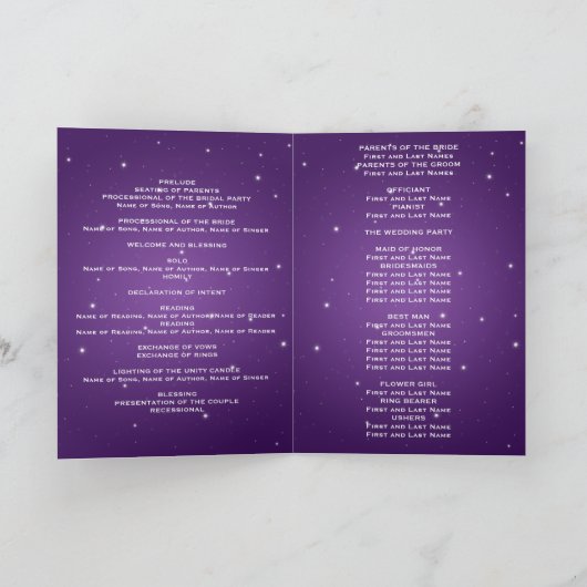 Élégant programme de mariage Nuit éblouissant viol (Intérieur)