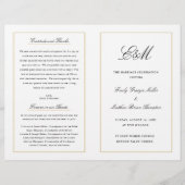 Élégant programme de mariage pliant Monogramme Or (Devant)