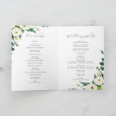 Élégant programme de mariage plié à fleurs blanche (Intérieur)