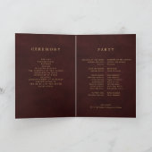Élégant programme de mariage plié bordeaux or (Intérieur)