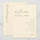 Élégant Programme de Mariage Rayé Beige (Devant / Derrière)