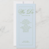 Élégant programme de mariage rayé bleu vert (Devant)