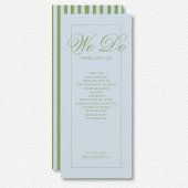 Élégant programme de mariage rayé bleu vert