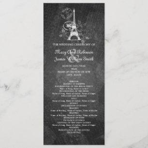 Élégant programme de mariage Romantique Paris Noir