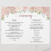 Élégant programme de mariage rose floral catholiqu (Dos)