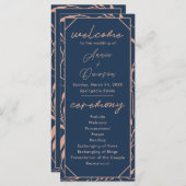 Élégant programme de mariage Rose Gold & Navy (Devant / Derrière)