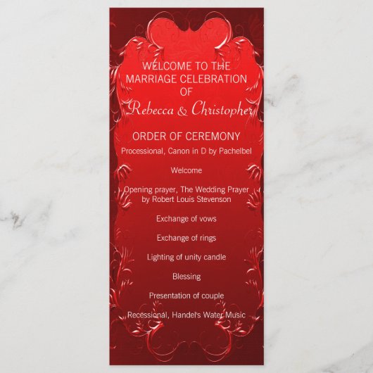 Élégant programme de mariage rouge (Devant)
