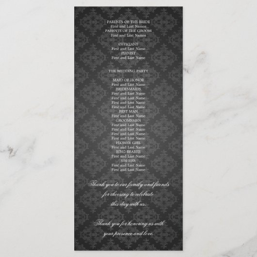 Élégant programme de mariage Royal Crown Black (Dos)