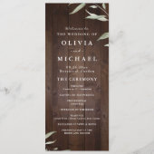 Élégant programme de mariage rustique en bois de g (Devant)