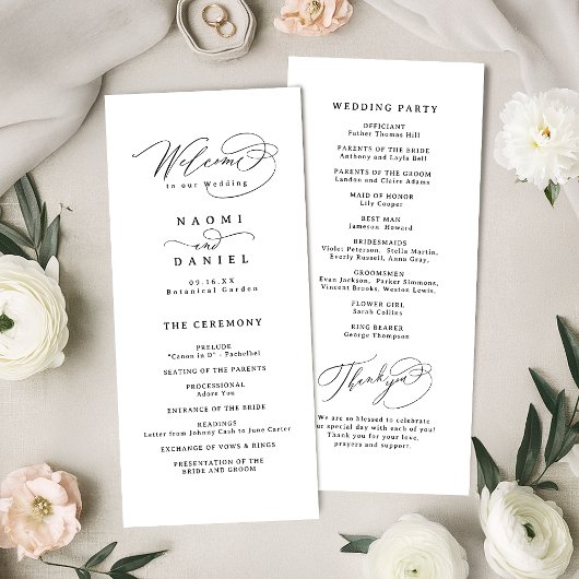 Élégant programme de mariage simple à motif en spi