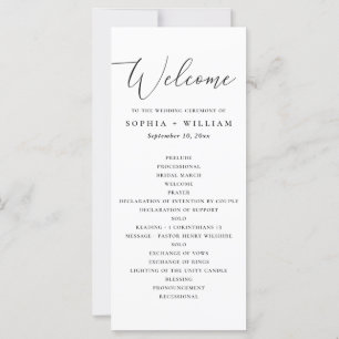 Élégant programme de mariage simple en noir et bla