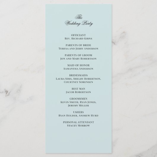 Élégant programme de mariage Turquoise et Gold Euc (Dos)