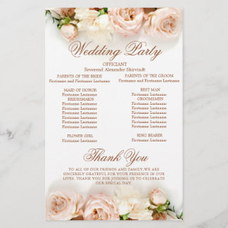 Élégant programme de mariage végétal Rose