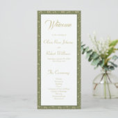 Élégant programme de mariage végétal vert botaniqu (Debout devant)