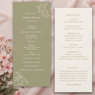 Élégant programme de mariage vert de la mousse flo