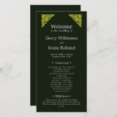 Élégant programme de mariage vert et or (Devant / Derrière)