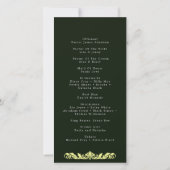 Élégant programme de mariage vert et or (Dos)