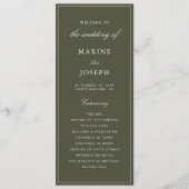 Élégant programme de mariage vert poussiéreux écri (Devant)