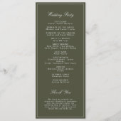 Élégant programme de mariage vert poussiéreux écri (Dos)