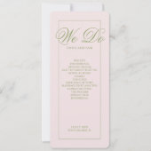 Élégant programme de mariage vert rose pointillé (Devant)