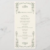 Élégant programme de mariage vert sauge vintage (Dos)