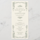 Élégant programme de mariage vert sauge vintage (Devant)