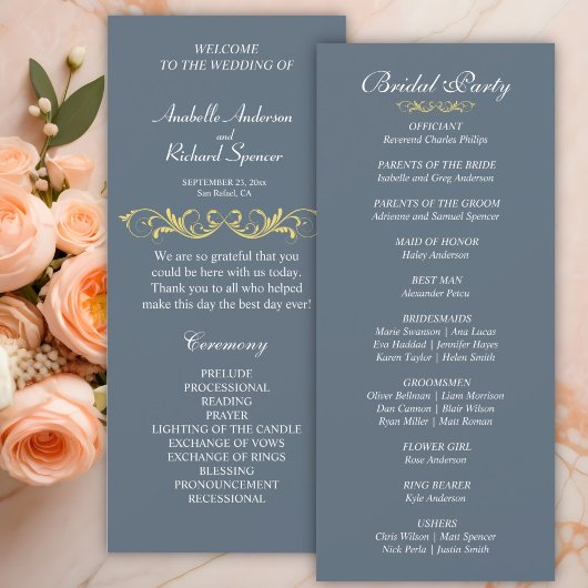 Élégant programme de mariage victorien
