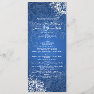 Élégant programme de mariage Vintage torrents bleu