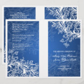 Élégant programme de mariage Vintage torrents bleu (Devant / Derrière)