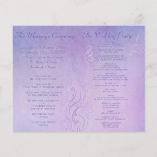 Élégant programme de mariage - Violet (Dos)