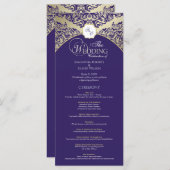 Élégant programme de mariage violet et or monogram (Devant / Derrière)