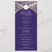 Élégant programme de mariage violet et or monogram (Devant)