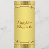 Élégant programme de menu Mariage Gold (Devant)