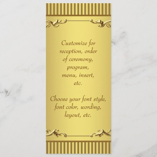 Élégant programme de menu Mariage Gold (Dos)