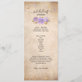 Élégant programme de menu Roses de couleur violet  (Dos)