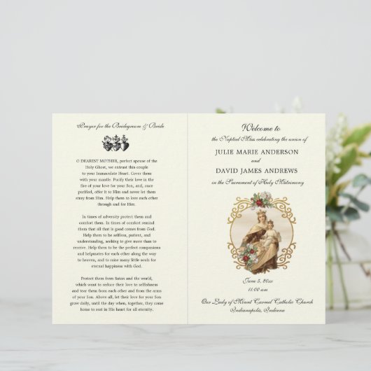 Élégant programme de messe Mariage catholique (Debout devant)
