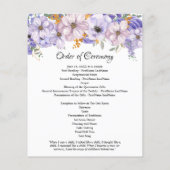 Élégant Programme de Quinceanera Floral Gold Purpl (Dos)