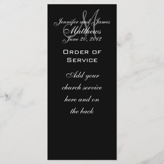 Élégant programme de service de l'église Mariage M (Devant)