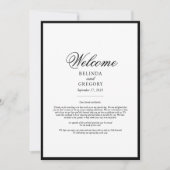 Élégant programme d'itinéraire Mariage noir blanc (Devant)